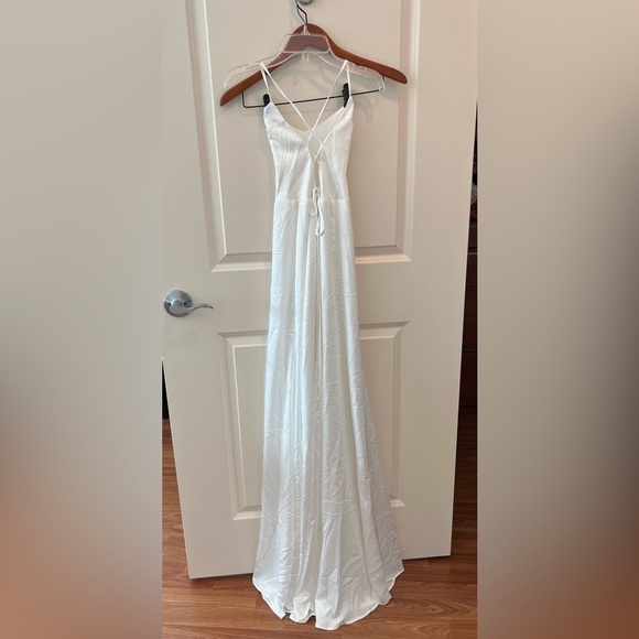 Show Me Your Mumu Godshaw Goddess maxi dress in ivory luxe satin - Picture 10 of 13